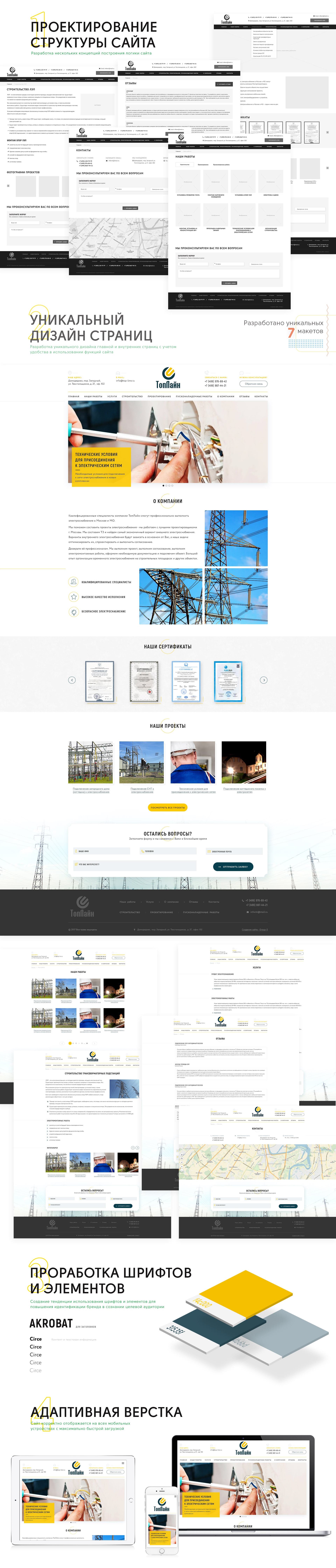 Многостраничный сайт компании по проектированию электроснабжения